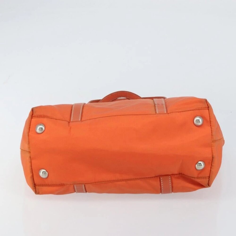 PRADA Tote Bag Nylon Leather Orange Silver Auth gh1423 - Picture 6 of 15